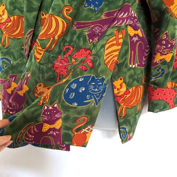 Patchington Cat Blazer Jacket Oversized Womens Small Boho Artsy Quirky Whimsical - Picture 5 of 12